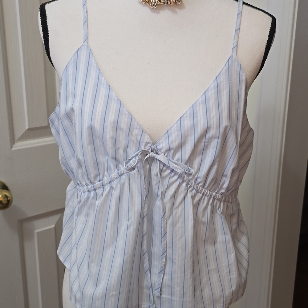 Arizona Jean Company Light Blue & White Striped Cami Top